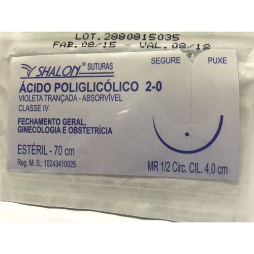 Acido Poliglicólico 2-0 C/ag 1/2 Circulo 4-0 70 Cm cod-G520mr40 (Vicryl)) - Shalon